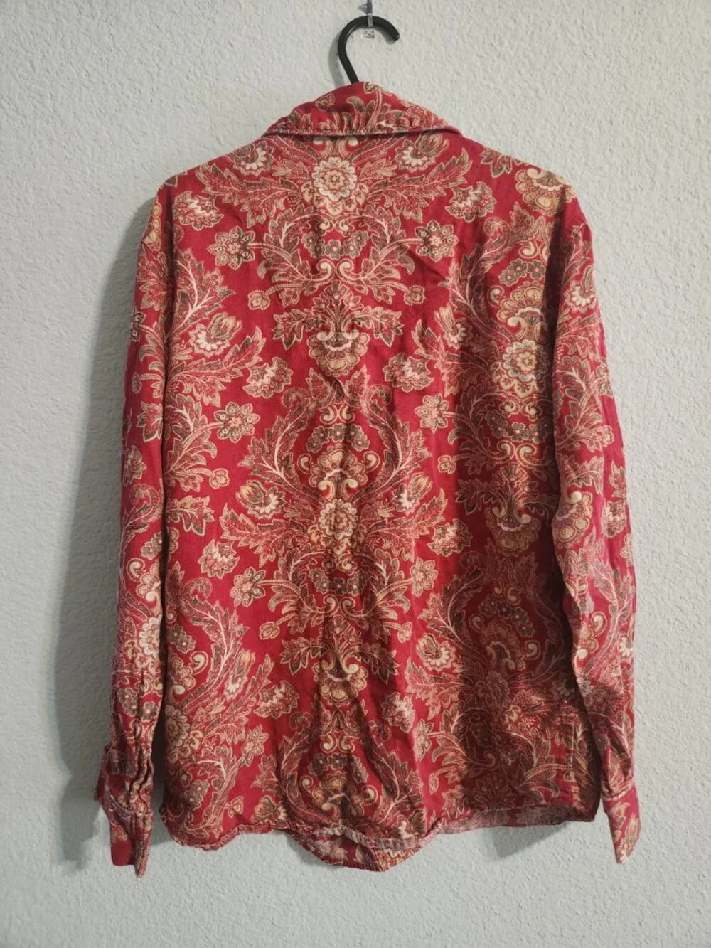 Lauren Ralph Lauren Red Paisley Print Cotton Pajama Set Long-sleeve size small
